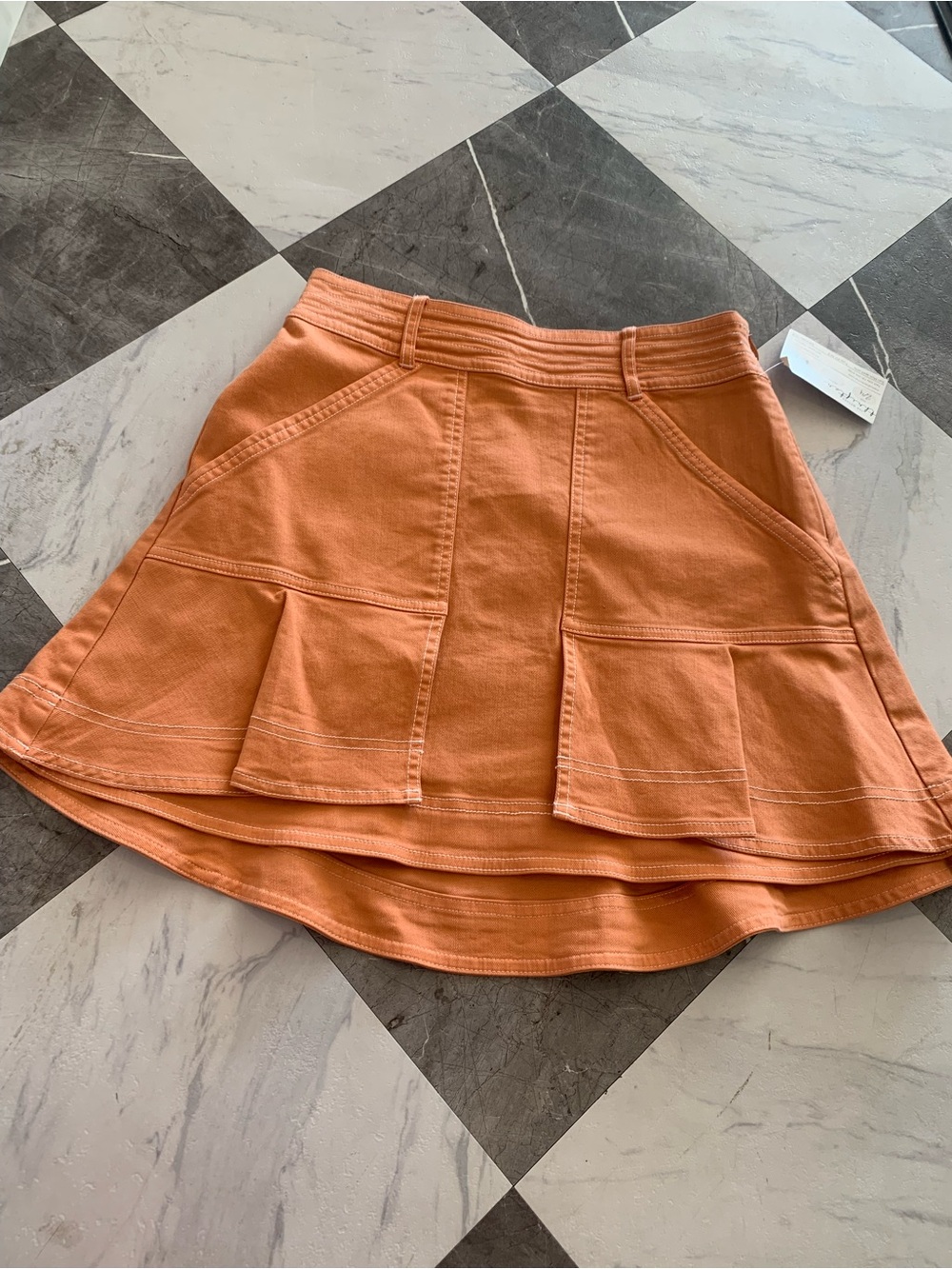 Pilcro Rust Orange Pleated Pocket Skirt
